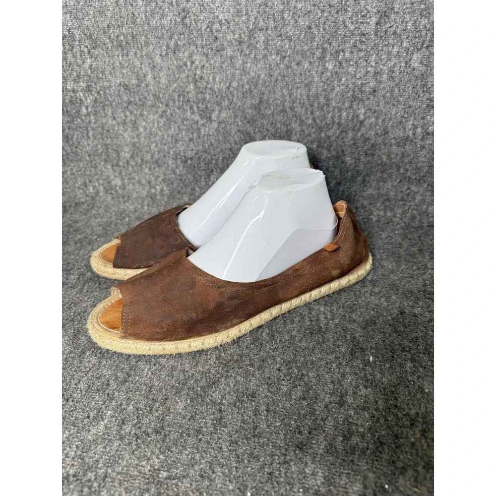 Verbenas Cruz Espadrille Shoes Womens Size 11 Brown Leather Slip On Flat Spain